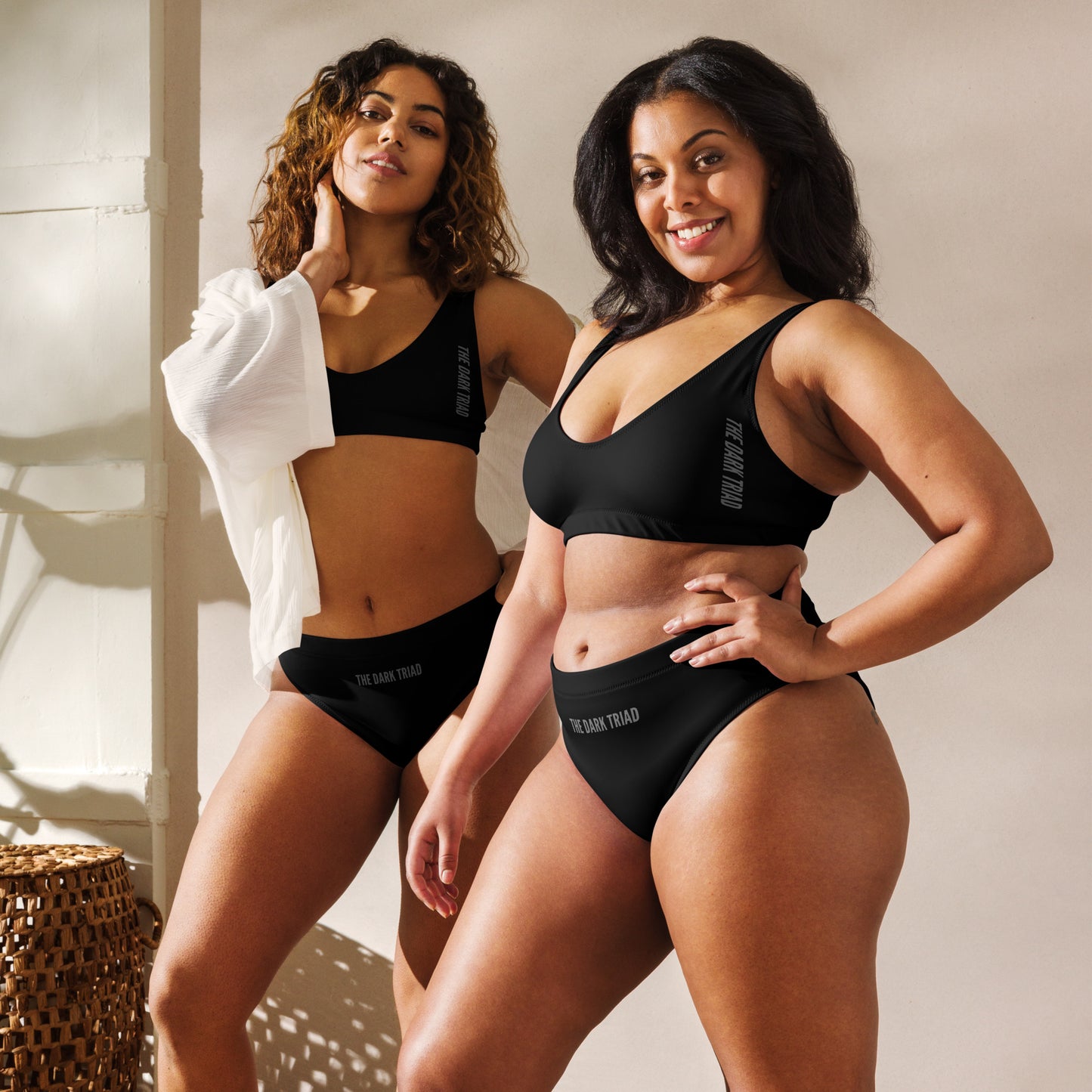 THE DARK TRIAD: Minimalist High-Waisted Swimwear - Black
