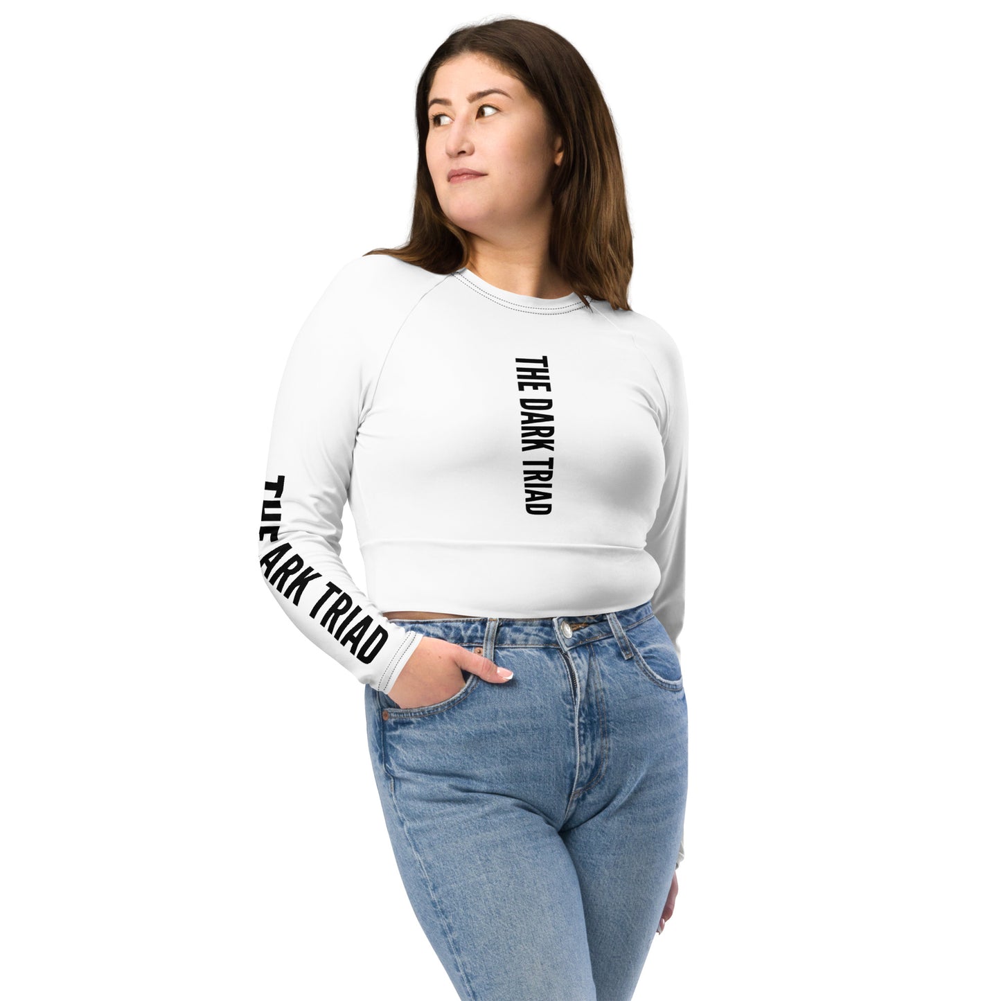 THE DARK TRIAD: White Long-Sleeve Crop Top