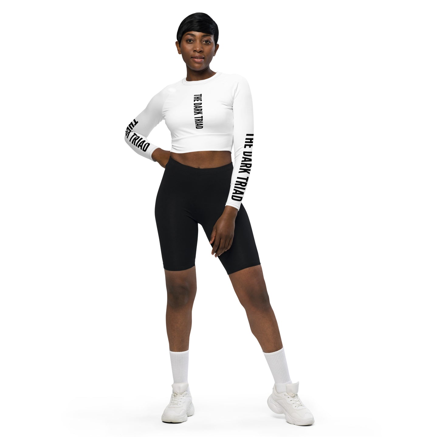 THE DARK TRIAD: White Long-Sleeve Crop Top