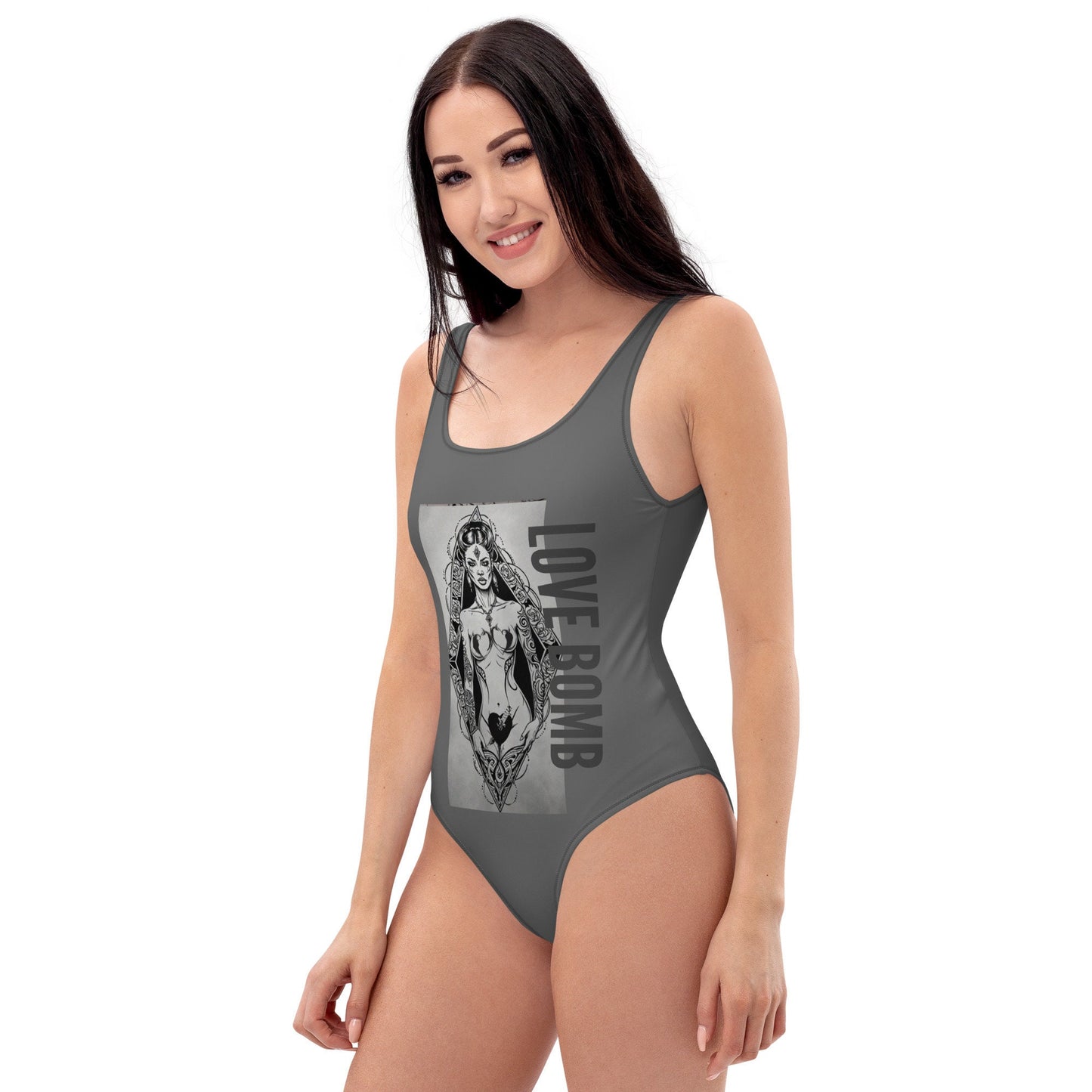 THE DARK TRIAD: LOVE BOMB Tattoo One-Piece Swimsuit