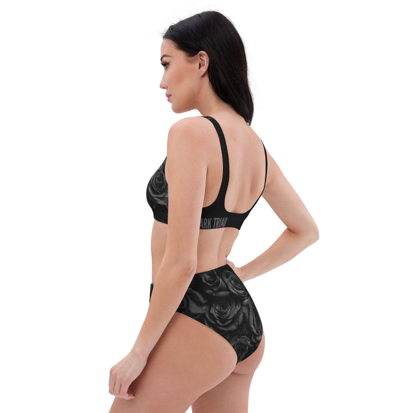 THE DARK TRIAD: BLACK ROSES High-Waisted Swimwear