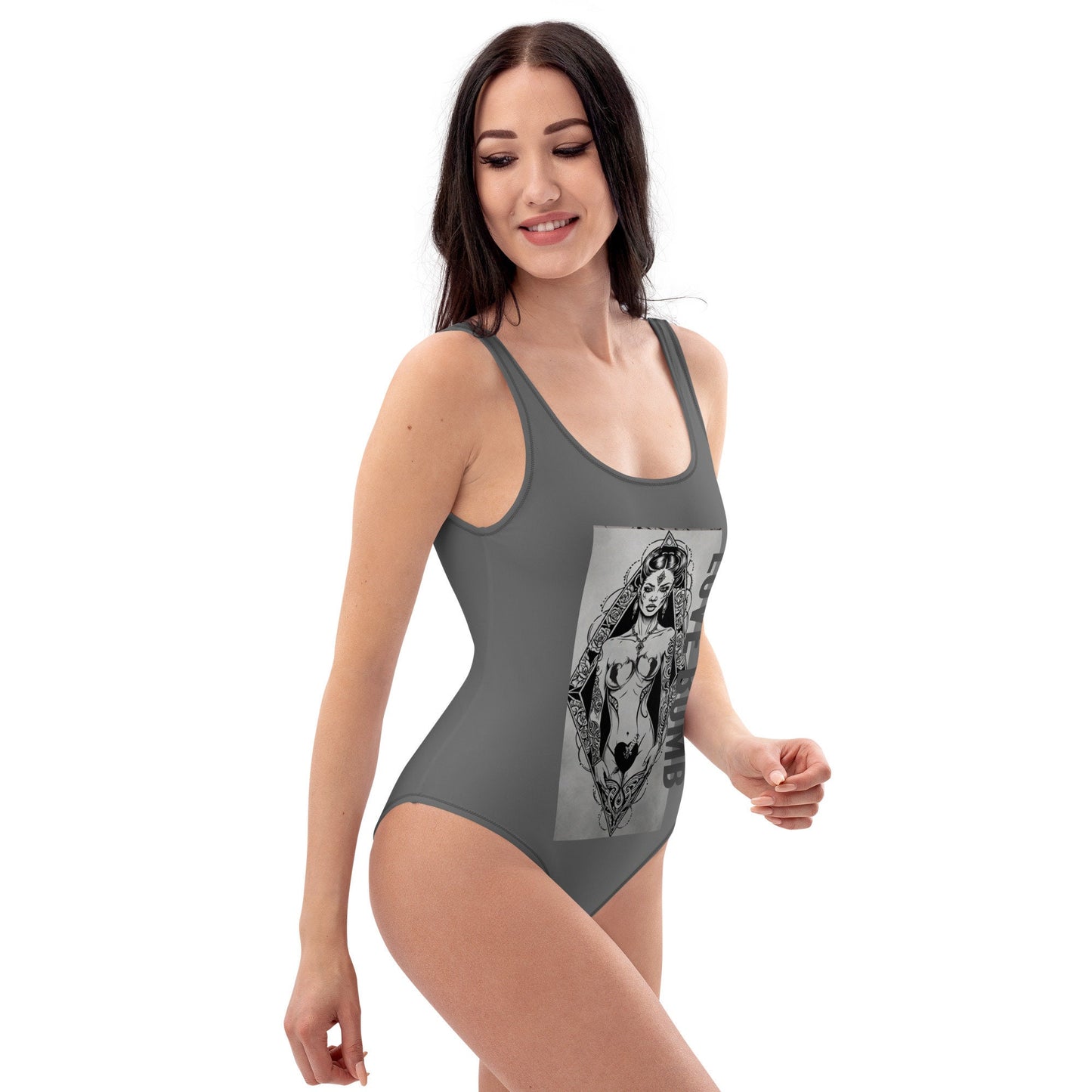 THE DARK TRIAD: LOVE BOMB Tattoo One-Piece Swimsuit