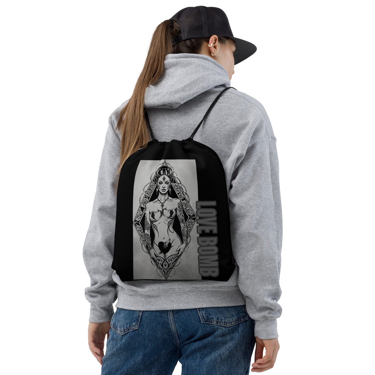 THE DARK TRIAD: LOVE BOMB Drawstring Bag