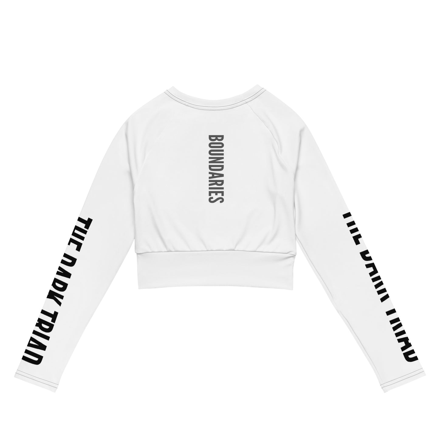 THE DARK TRIAD: BOUNDARIES II White Long-Sleeved Crop Top