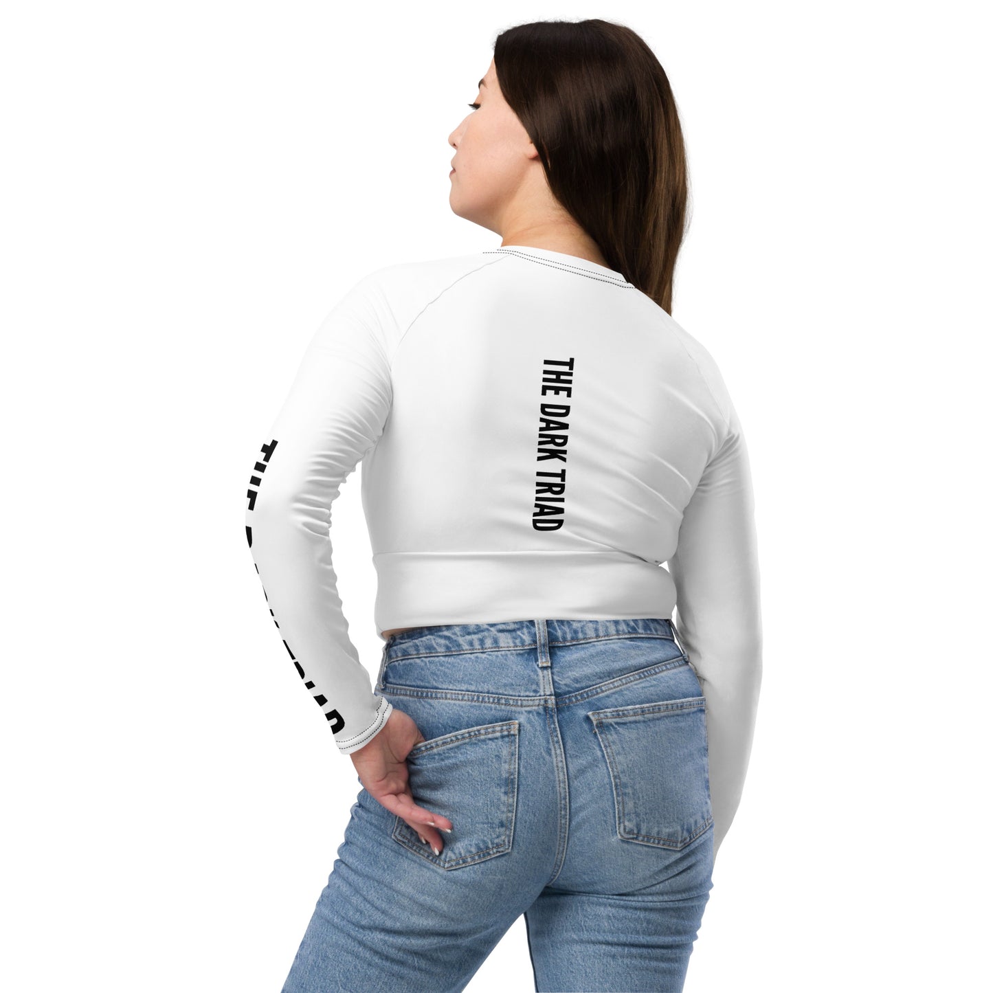 THE DARK TRIAD: BOUNDARIES White Long-Sleeve Crop Top