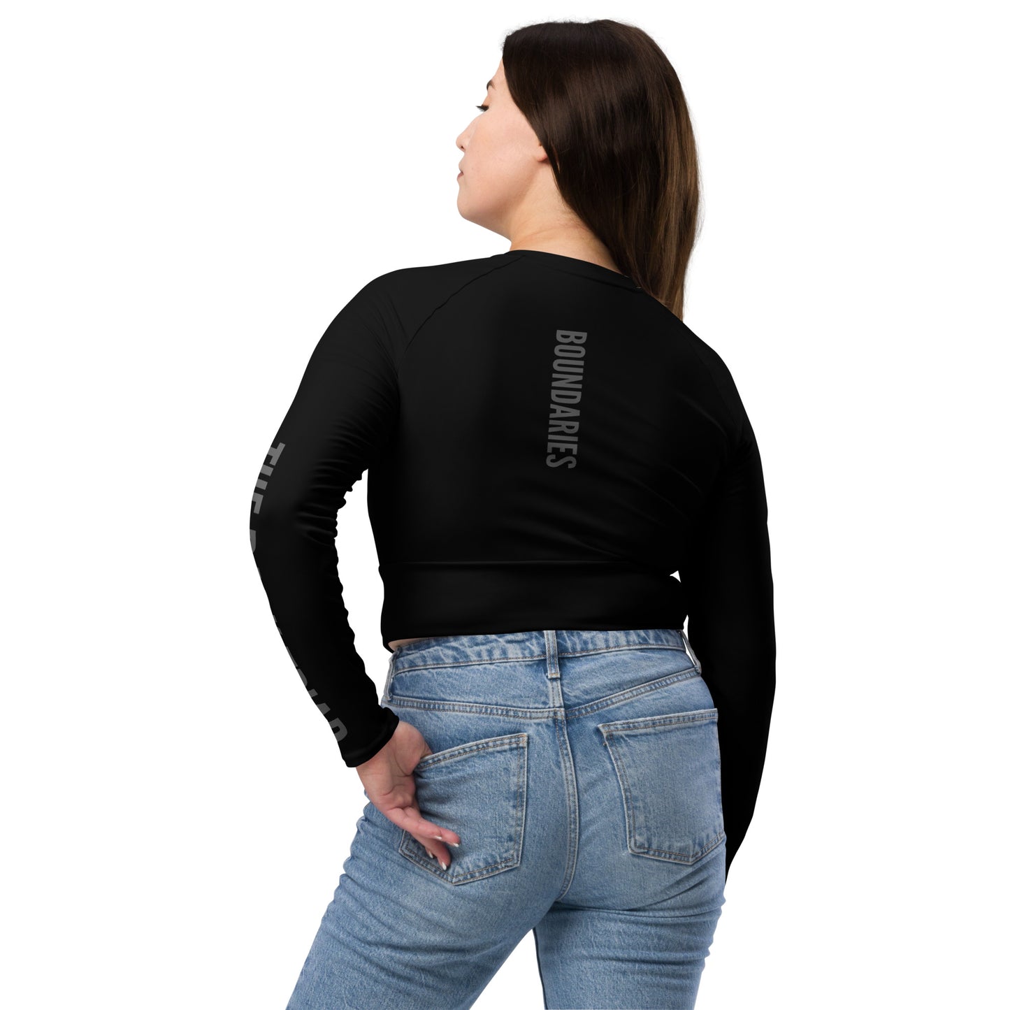 THE DARK TRIAD: BOUNDARIES II Black Long-Sleeved Crop Top