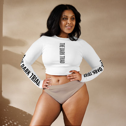 THE DARK TRIAD: BOUNDARIES II White Long-Sleeved Crop Top