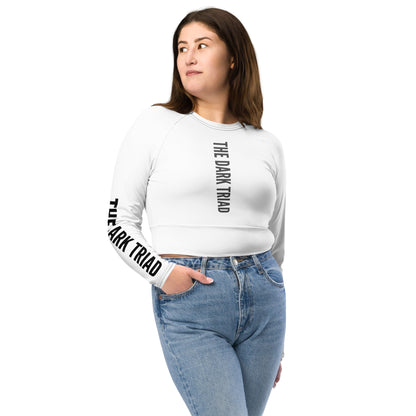 THE DARK TRIAD: BOUNDARIES II White Long-Sleeved Crop Top