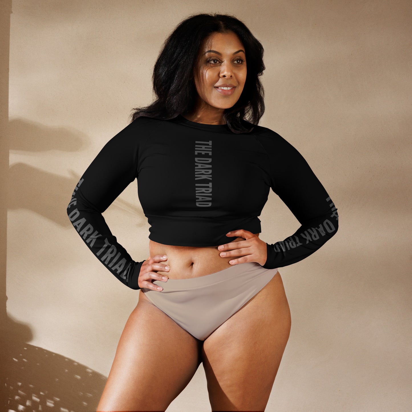 THE DARK TRIAD: BOUNDARIES II Black Long-Sleeved Crop Top