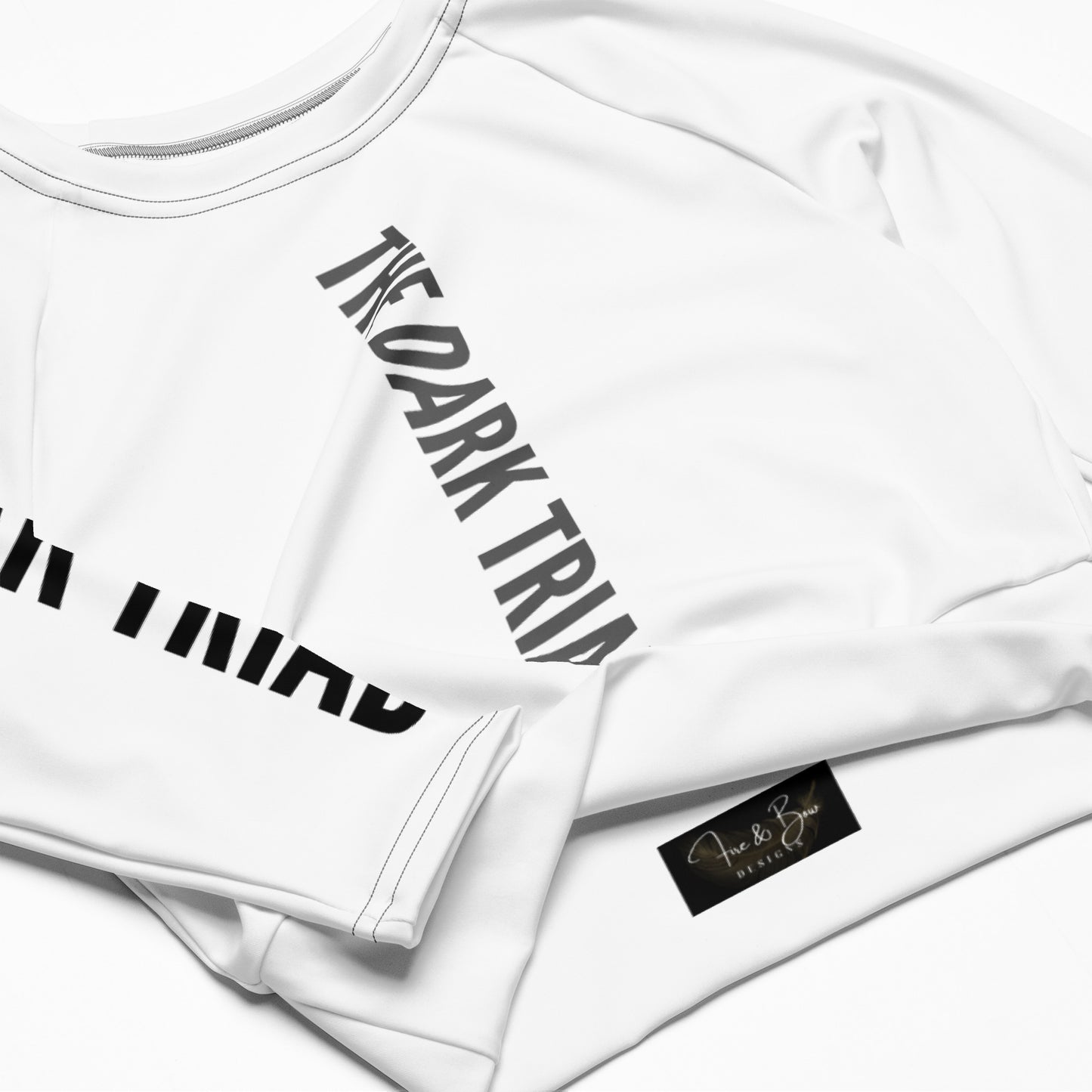 THE DARK TRIAD: BOUNDARIES II White Long-Sleeved Crop Top