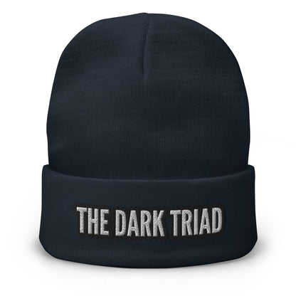 THE DARK TRIAD: Embroidered Outlined Beanie - White