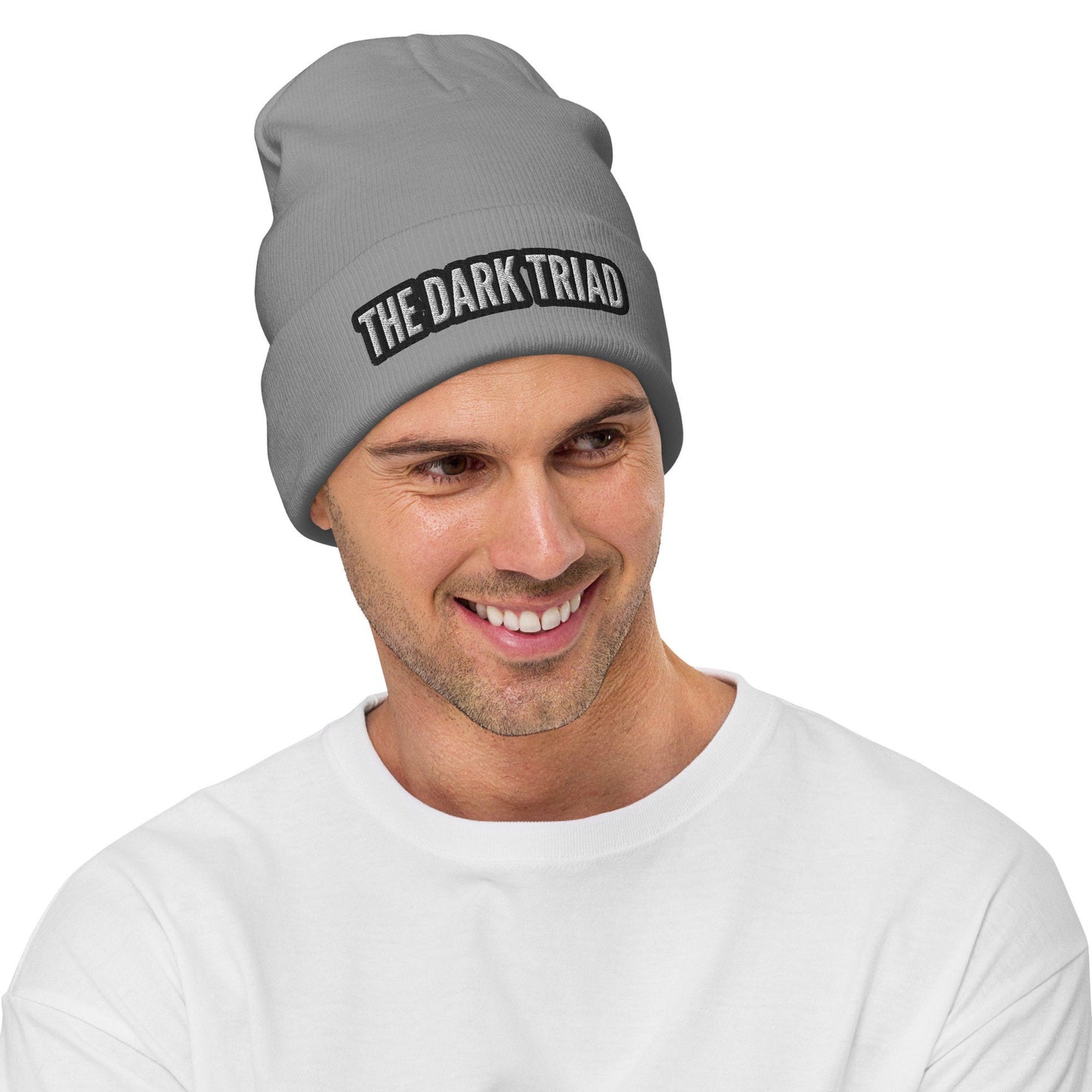 THE DARK TRIAD: Embroidered Beanie - Silver