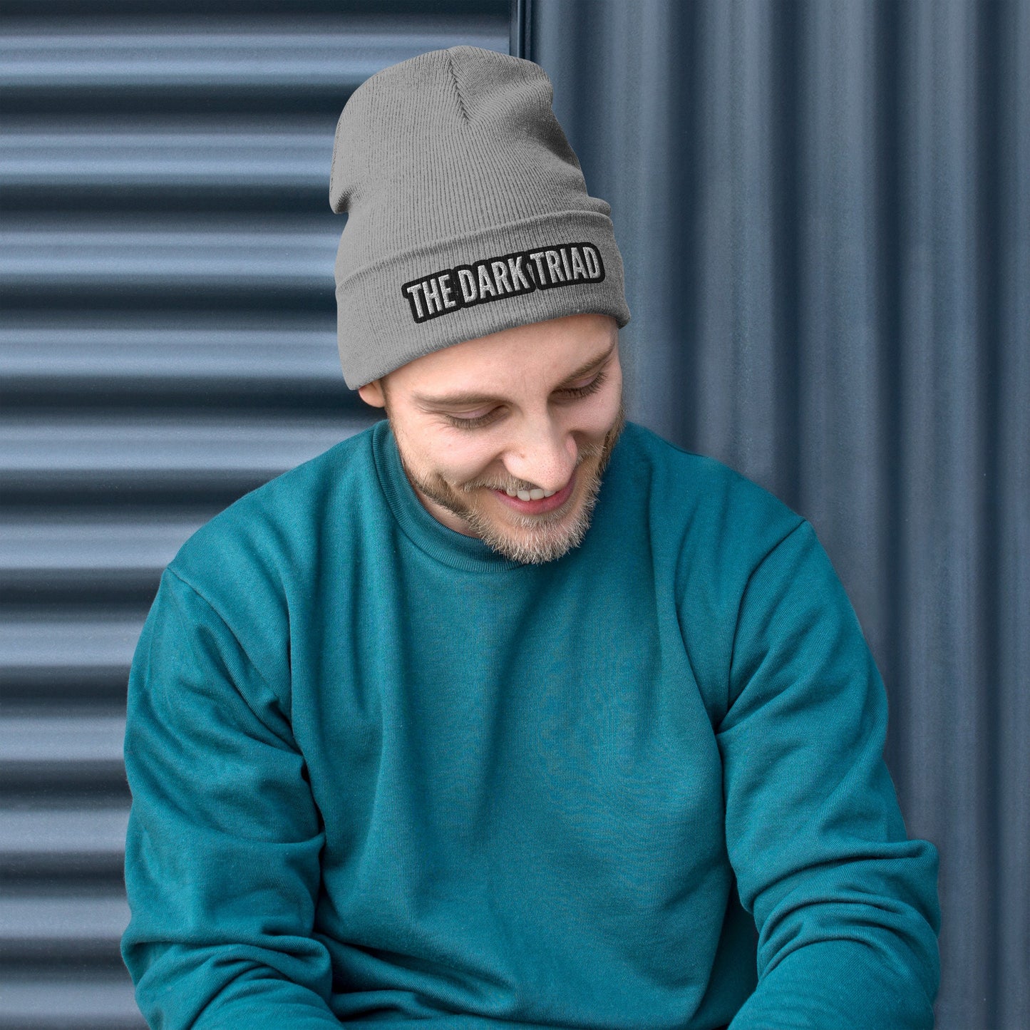 THE DARK TRIAD: Embroidered Beanie - Silver