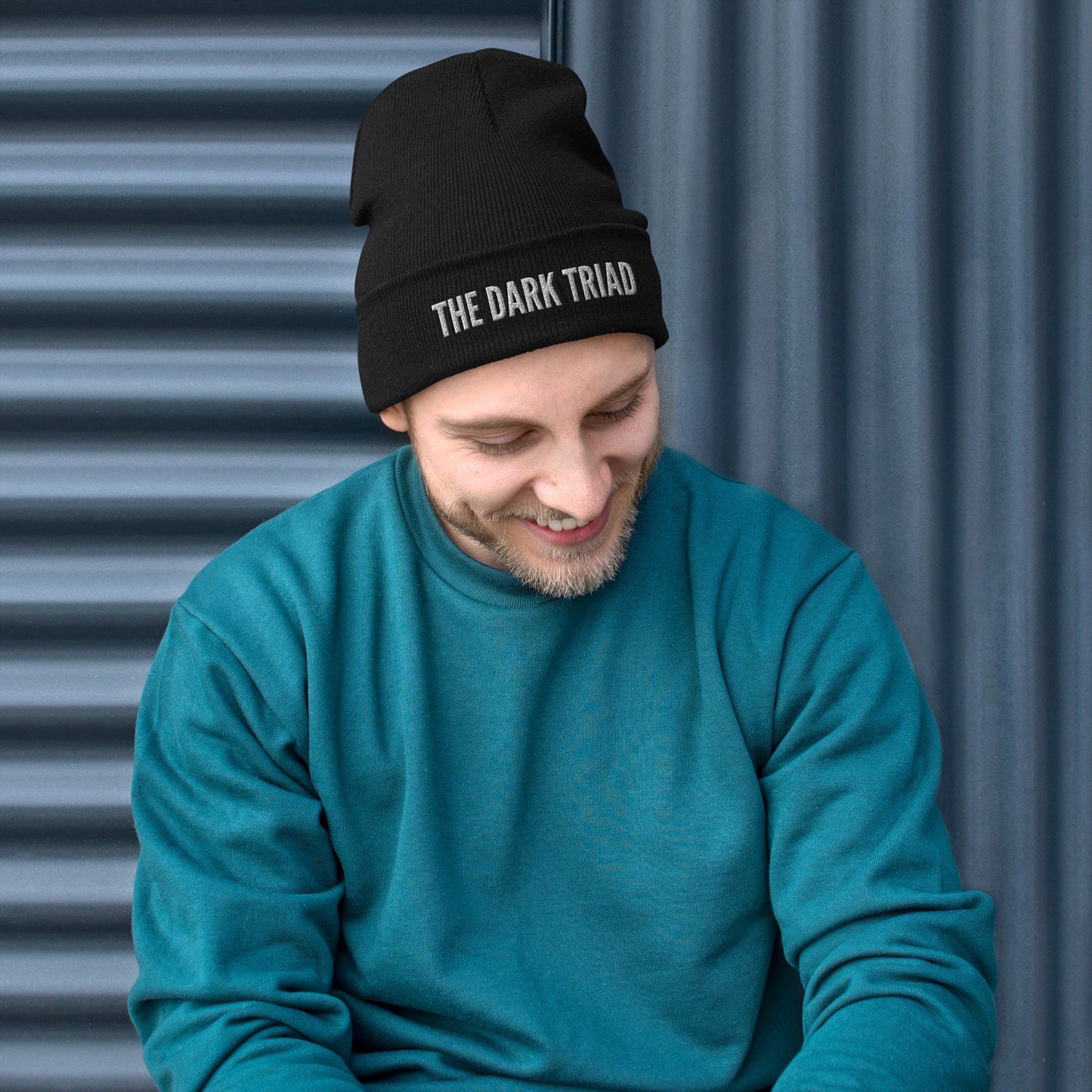 THE DARK TRIAD: Embroidered Beanie - Silver