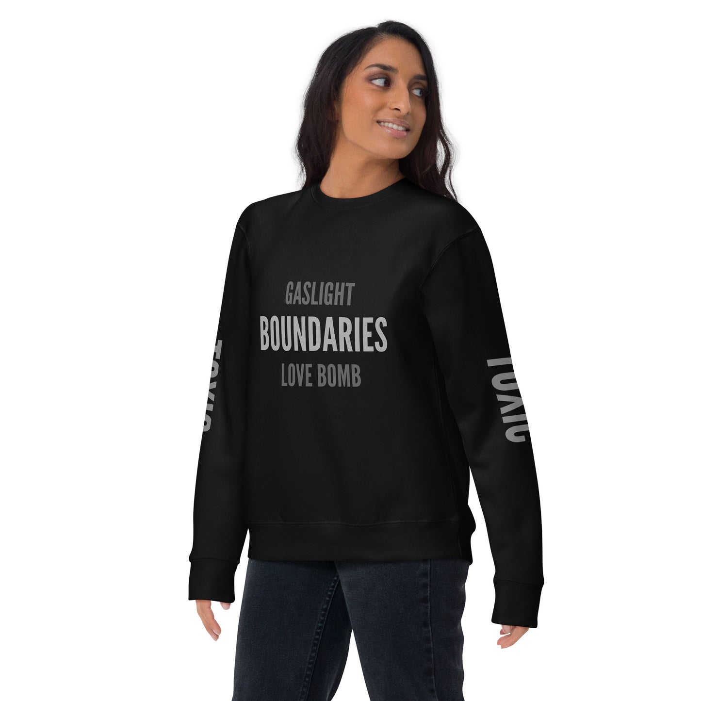 THE DARK TRIAD: Boundaries + Love Bomb + Gaslight Unisex Premium Sweatshirt