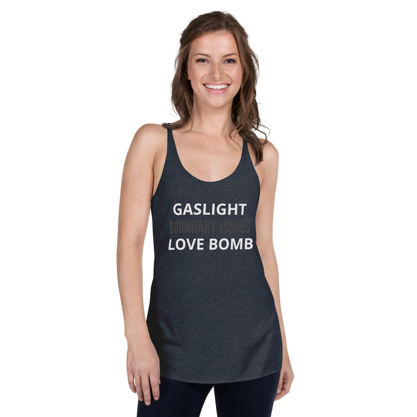 THE DARK TRIAD: Gaslight+ Boundary Issues + Love Bomb Women's Racerback Tank